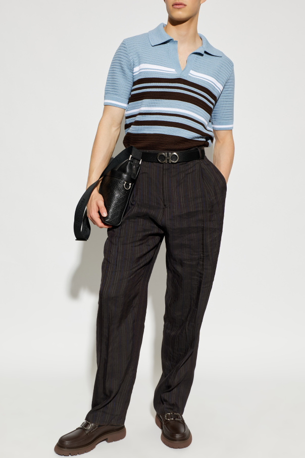 FERRAGAMO Polo with a decorative knit pattern