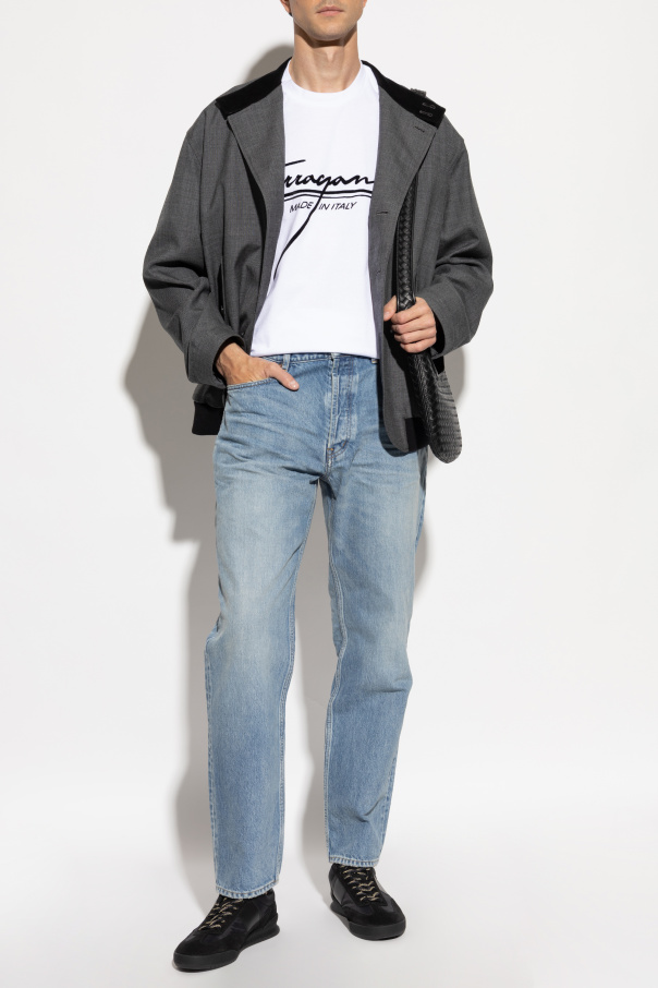 FERRAGAMO T-shirt with a logo and a velvet finish