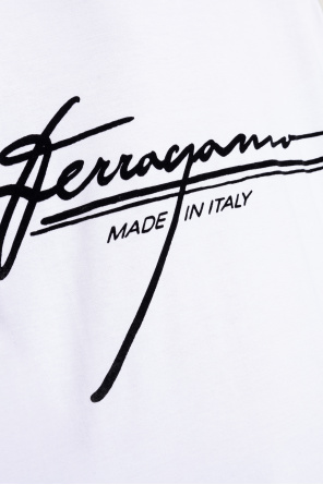 FERRAGAMO T-shirt with a logo and a velvet finish