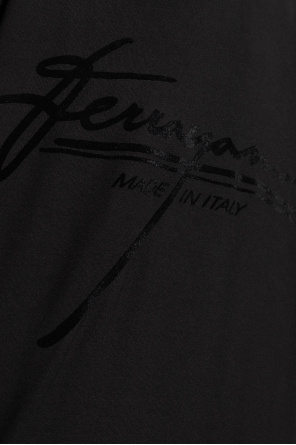 FERRAGAMO T-shirt with a logo and velvet finish