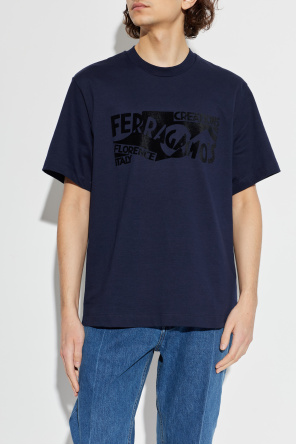 FERRAGAMO T-shirt with a velvet-finish logo