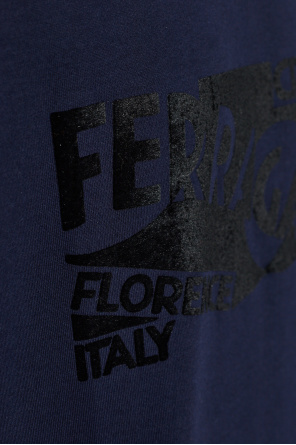 FERRAGAMO T-shirt with a velvet-finish logo