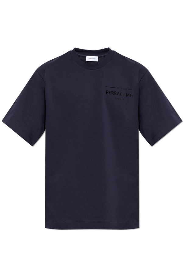 T-shirt with a logo and velvet finish od FERRAGAMO