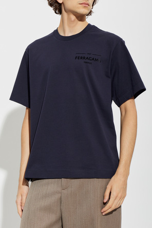 FERRAGAMO T-shirt with a logo and velvet finish