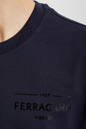 FERRAGAMO T-shirt with a logo and velvet finish