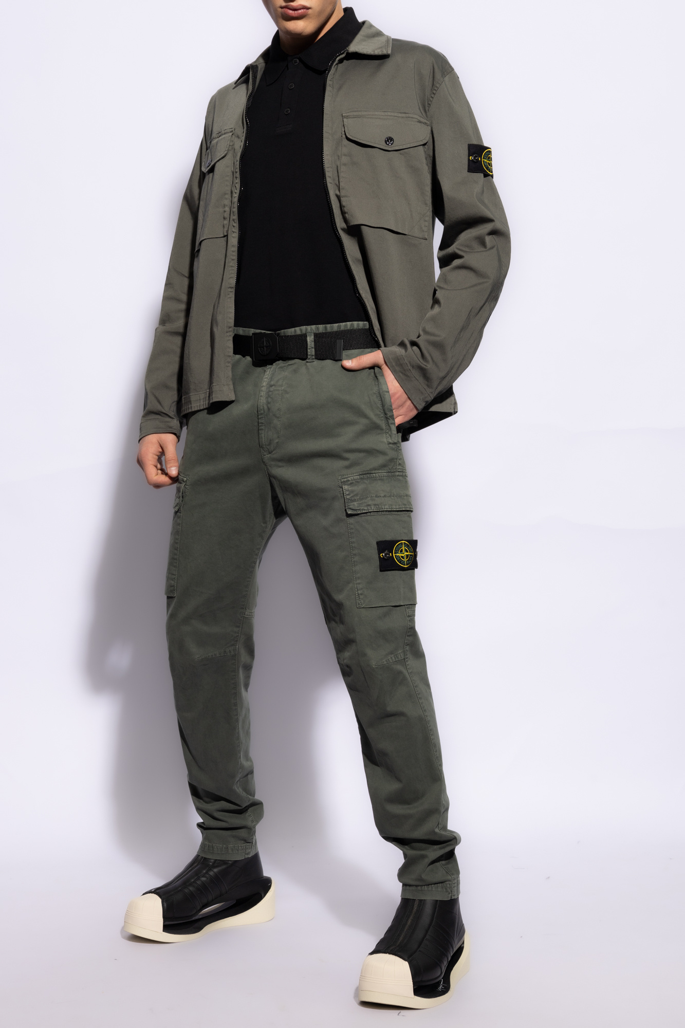 Buy Threadbare Men Green Belted Cargo Trousers (Set of 2) online