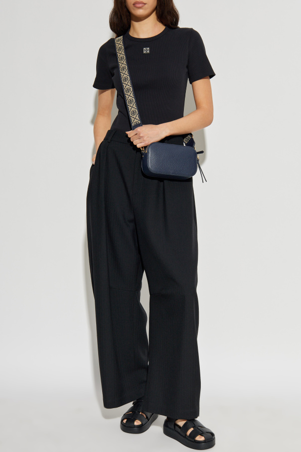 Tory Burch Top de canalé con parche con logo