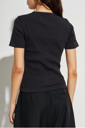 Tory Burch Top de canalé con parche con logo