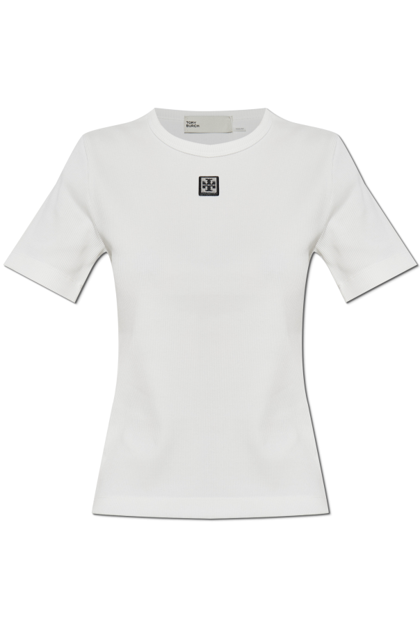 Tory Burch Prążkowany top z naszywką z logo