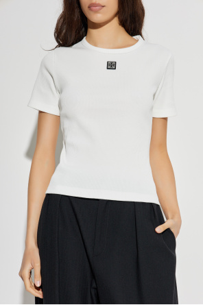 Tory Burch Prążkowany top z naszywką z logo