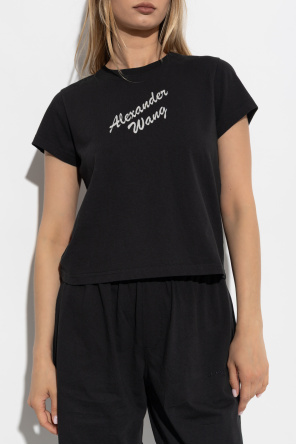 Alexander Wang T-Shirt mit einem Logo, das mit glänzenden Applikationen veredelt ist