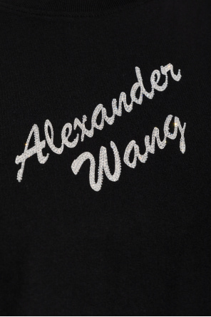 Alexander Wang T-Shirt mit einem Logo, das mit glänzenden Applikationen veredelt ist