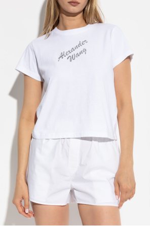 Alexander Wang T-Shirt mit Logo, verziert mit glänzenden Applikationen