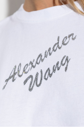 Alexander Wang T-Shirt mit Logo, verziert mit glänzenden Applikationen