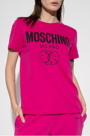 Moschino Emporio Armani Loungewear slim fit mega logo t-shirt in black with blue®