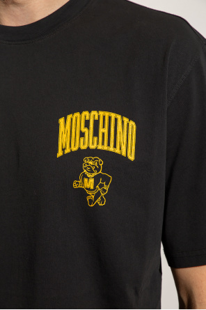 Moschino logo-print panelled hoodie White