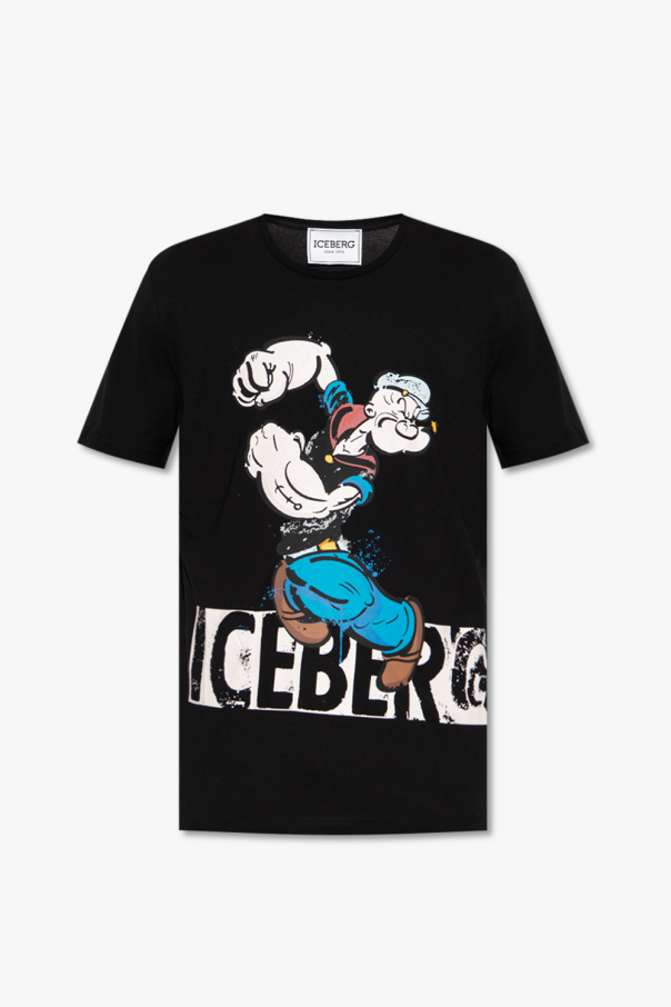 Iceberg Celio Beige T-shirt med røde striber