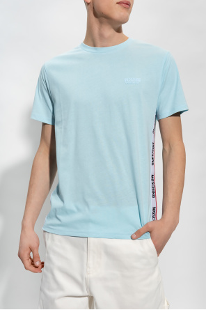 Moschino Levi's Ginger Cropped T-shirt met logo op de voorkant en trekkoord in blauw