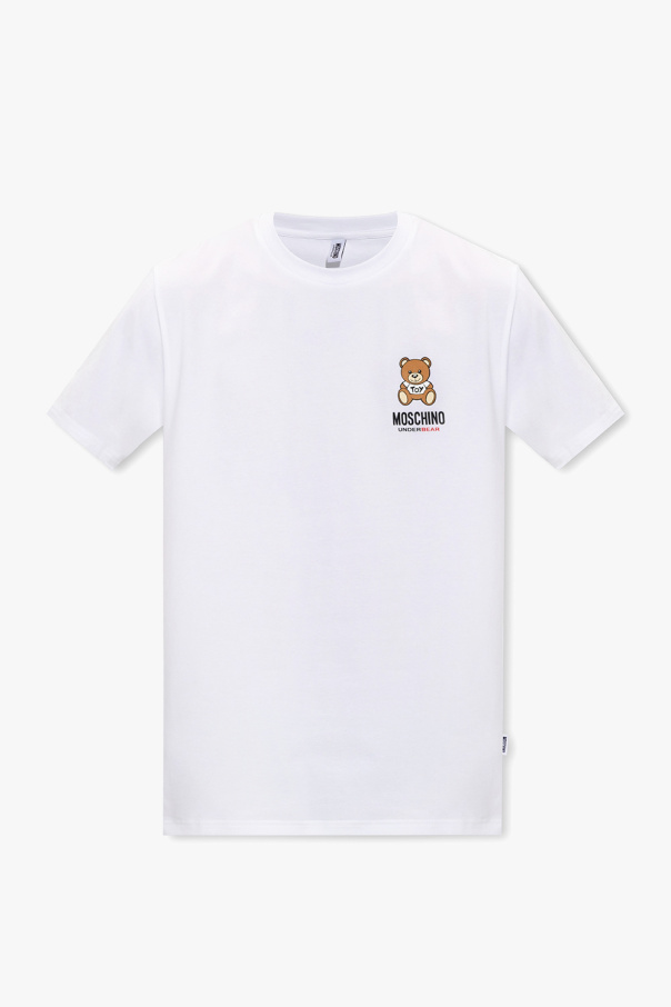 Moschino Polo Ralph Lauren player logo stripe t-shirt in white french navy