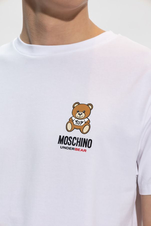 Moschino Polo Ralph Lauren player logo stripe t-shirt in white french navy