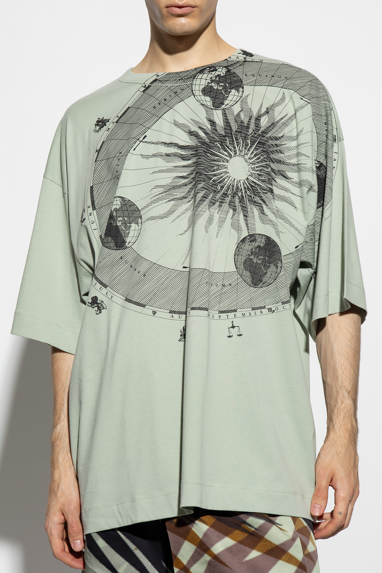 Monogram Printed Drawstring Hoodie T-shirt z nadrukiem
