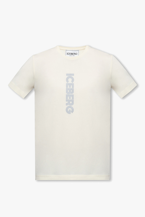 Iceberg Unisex T-shirt z bawełny organicznej w kolorze złamanej bieli z logo