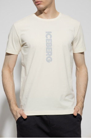 Iceberg Unisex T-shirt z bawełny organicznej w kolorze złamanej bieli z logo