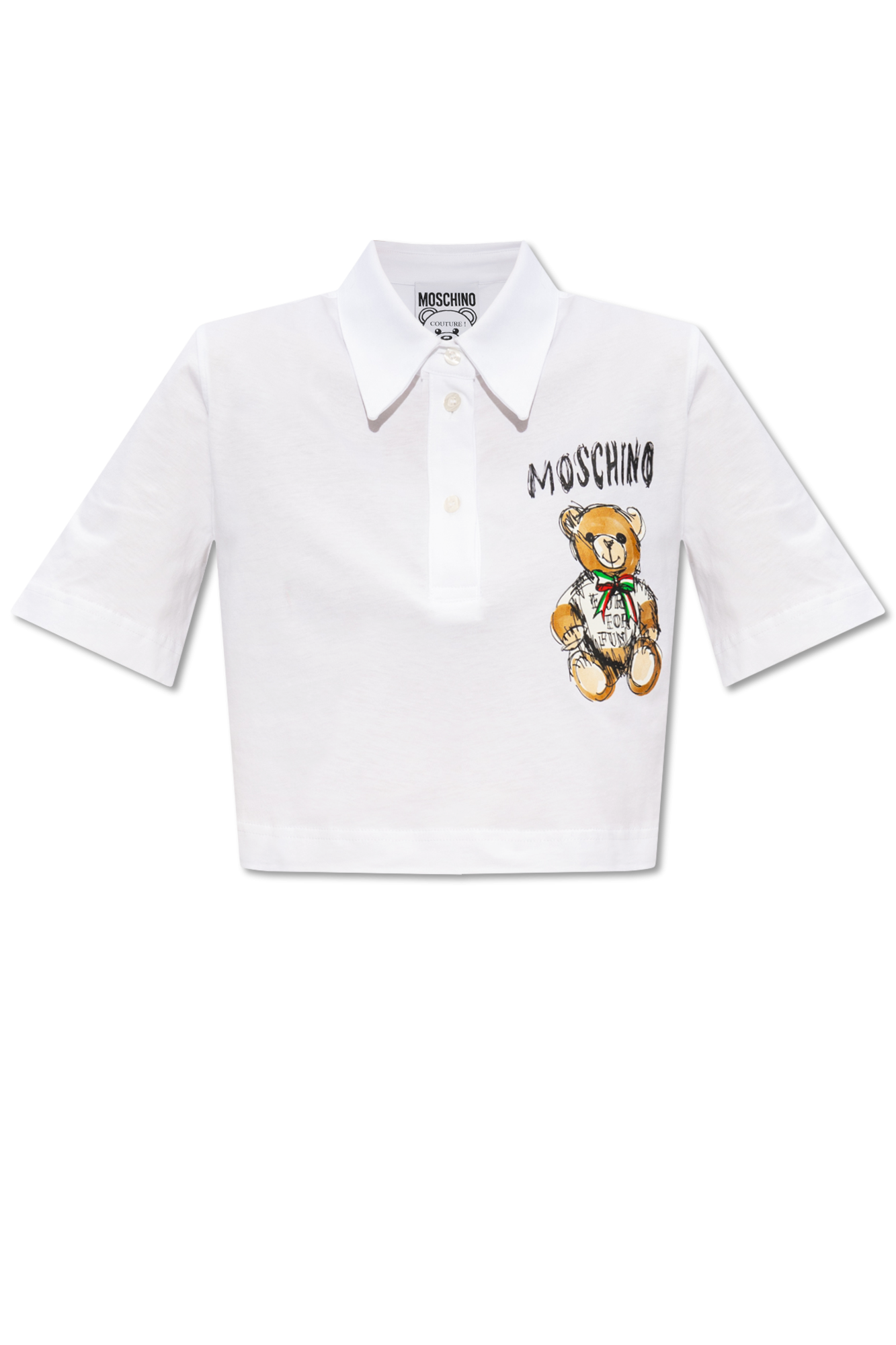 Moschino Cropped coton polo shirt with logo