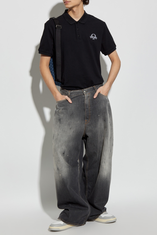 Moschino Polo de algodón con logo bordado