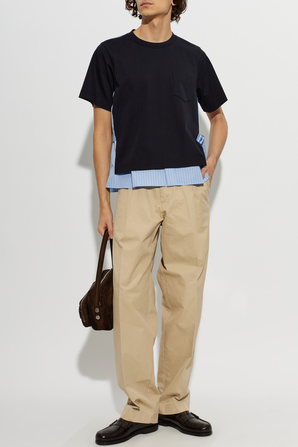 sacai T-shirt z łączonych materiałów
