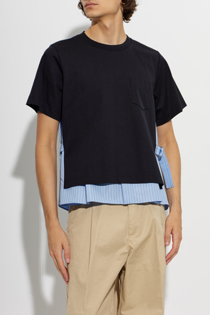 sacai T-shirt z łączonych materiałów