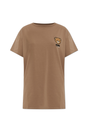 Oversized brown T-shirt with bear motif