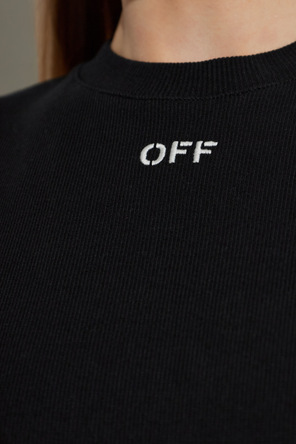 Off-White Tricou scurt, cu model în dungi și logo