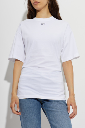 Off-White T-shirt z zakładkami