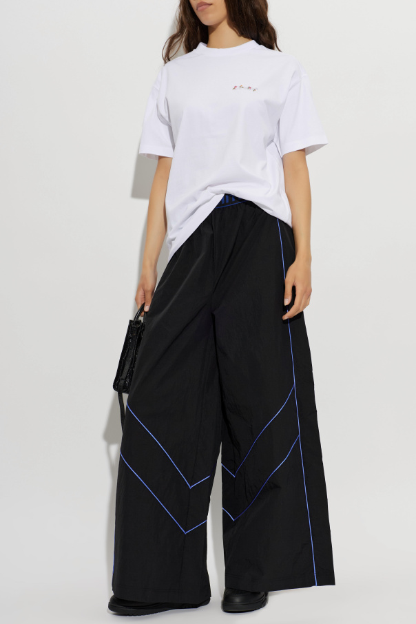 Off-White T-shirt with a colorful printed logo