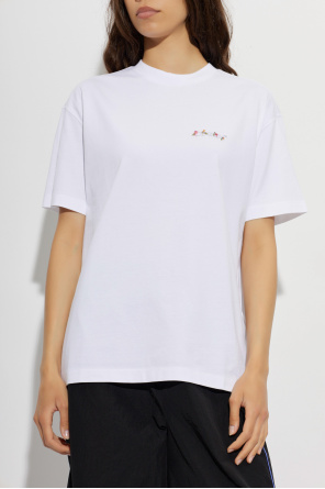 Off-White T-shirt with a colorful printed logo