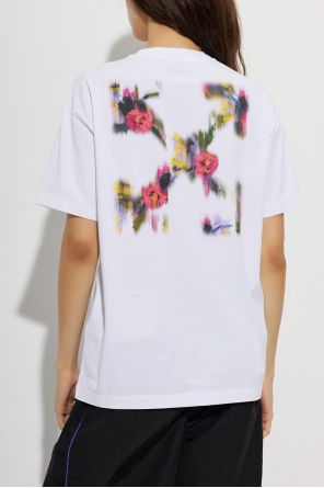 Off-White T-shirt with a colorful printed logo