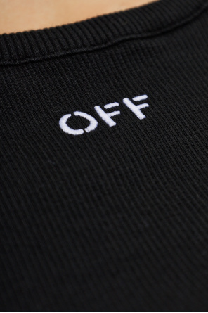 Off-White Top de canalé con logo bordado