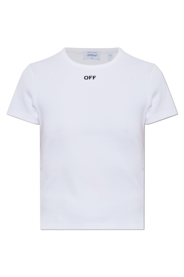 Off-White Camiseta de canalé con logo bordado