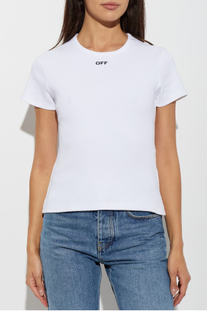 Off-White Camiseta de canalé con logo bordado