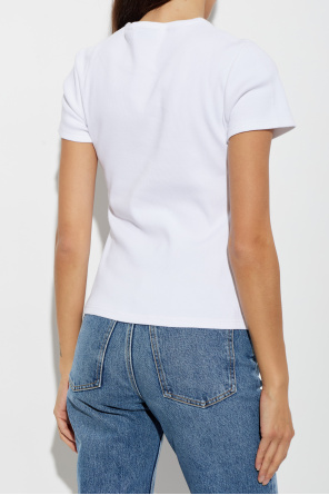 Off-White Camiseta de canalé con logo bordado