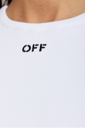 Off-White Camiseta de canalé con logo bordado