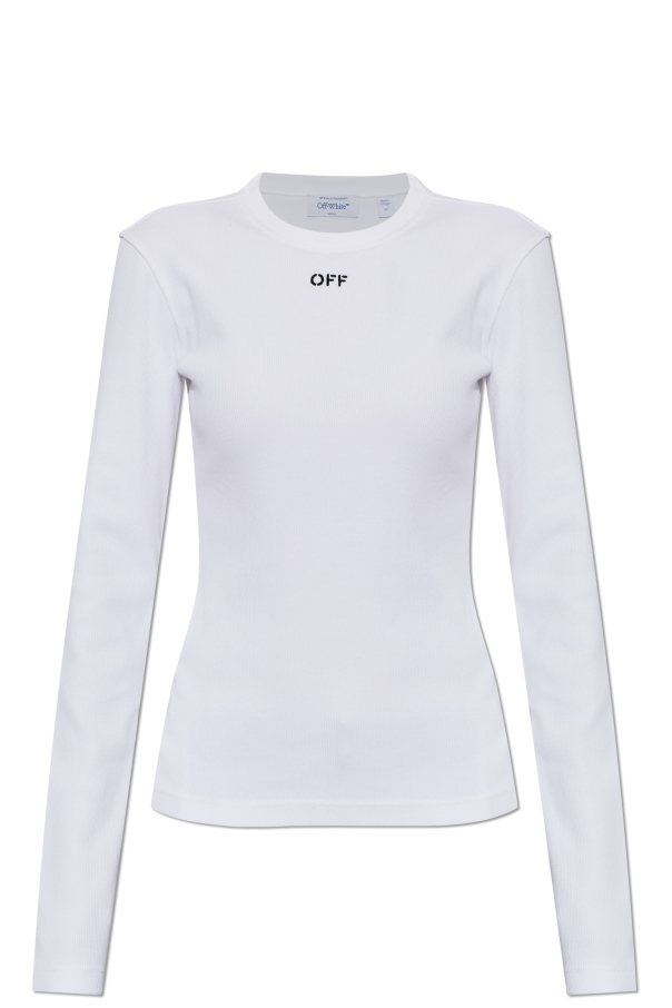 Off-White Prążkowy top z długimi rękawami
