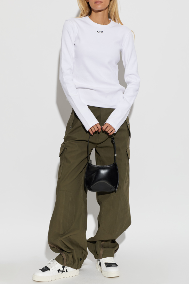 Off-White Prążkowy top z długimi rękawami