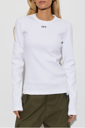 Off-White Prążkowy top z długimi rękawami