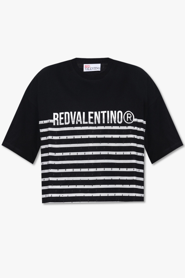 Red Valentino Cropped T-shirt with logo