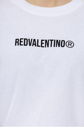 Red appliqu valentino T-shirt with logo