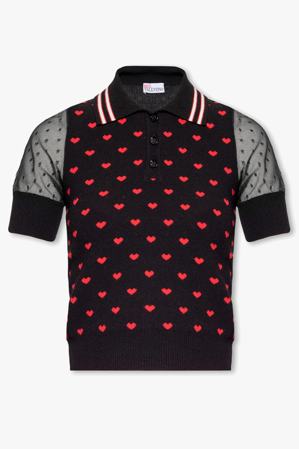 Red Valentino Fred Perry Polo avec bordures à double rayure Bordeaux
