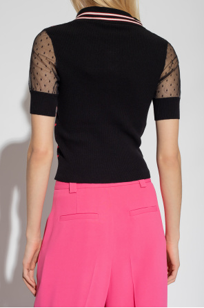 Red Valentino del polo shirt with tulle sleeves