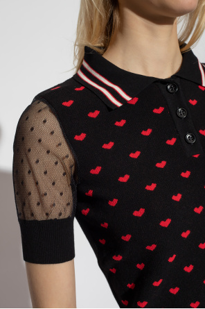 Red Valentino Polo shirt with tulle sleeves